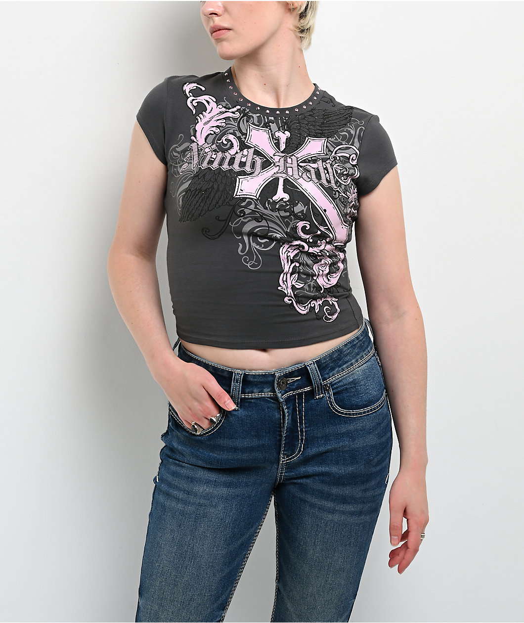Ninth Hall Alina Volcanic Ash Crop T-Shirt