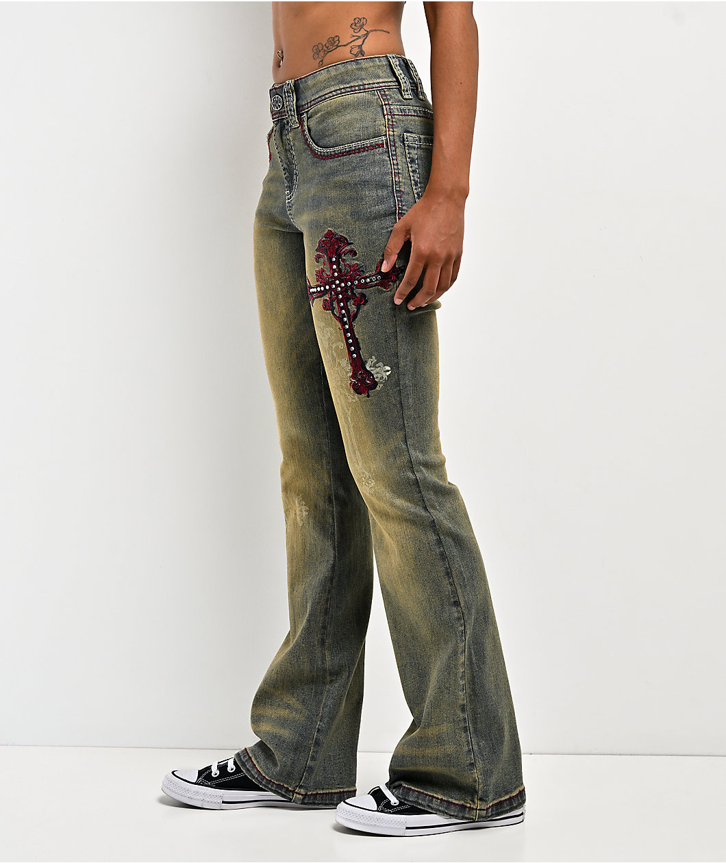 Ninth Hall Alyssia Burn Light Vintage Blue Wash Bootcut Jeans