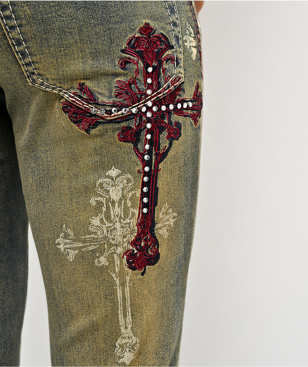 Ninth Hall Alyssia Burn Light Vintage Blue Wash Bootcut Jeans