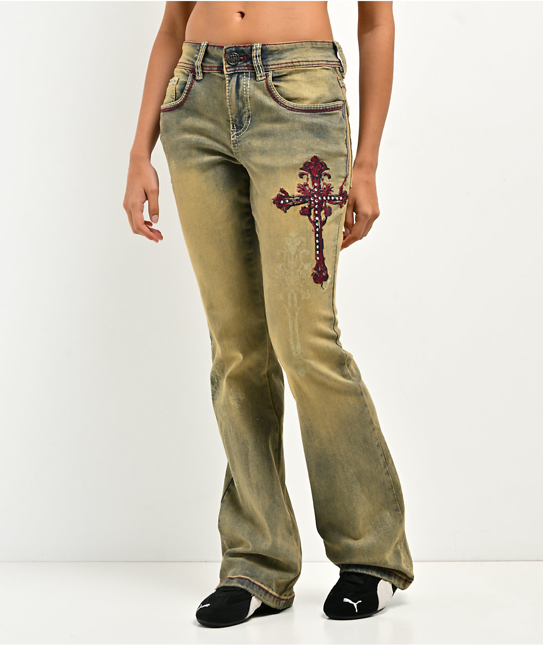 Ninth Hall Alyssia Burn Light Vintage Blue Wash Bootcut Jeans
