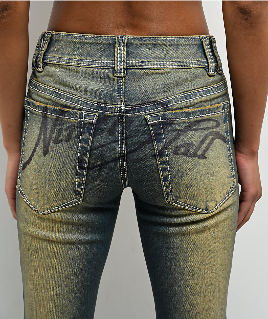 Ninth Hall Alyssia Nailheads Blue Wash Bootcut Jeans