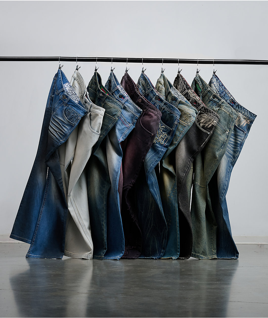 Ninth Hall Alyssia Pink Stitch Blue Wash Bootcut Jeans