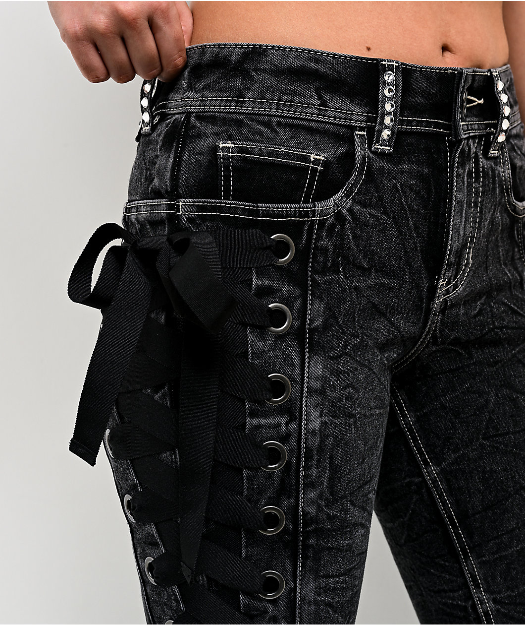 Ninth Hall Alyssia Rawr Black Wash Bootcut Jeans