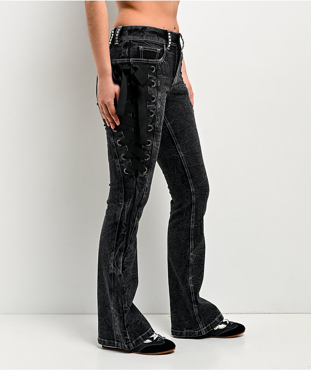 Ninth Hall Alyssia Rawr Black Wash Bootcut Jeans