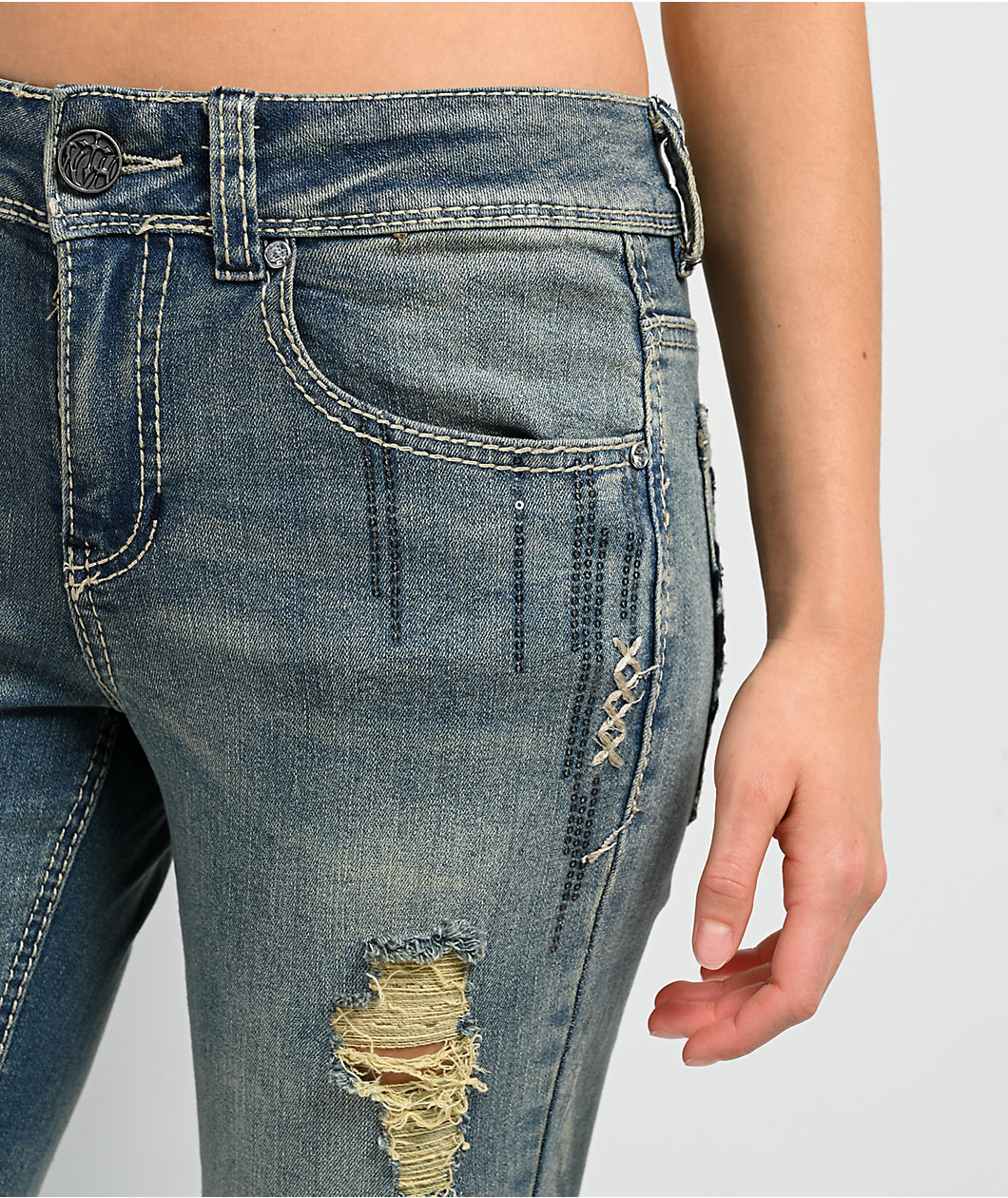 Ninth Hall Alyssia Sequins Drizzle Bootcut Jeans