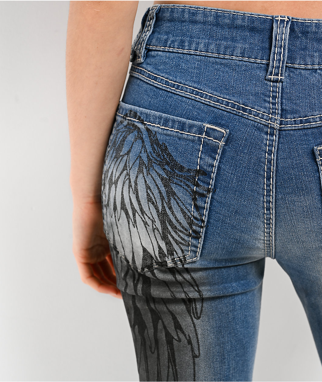 Ninth Hall Alyssia Wings Rider Light Blue Wash Mid Rise Bootcut Jeans