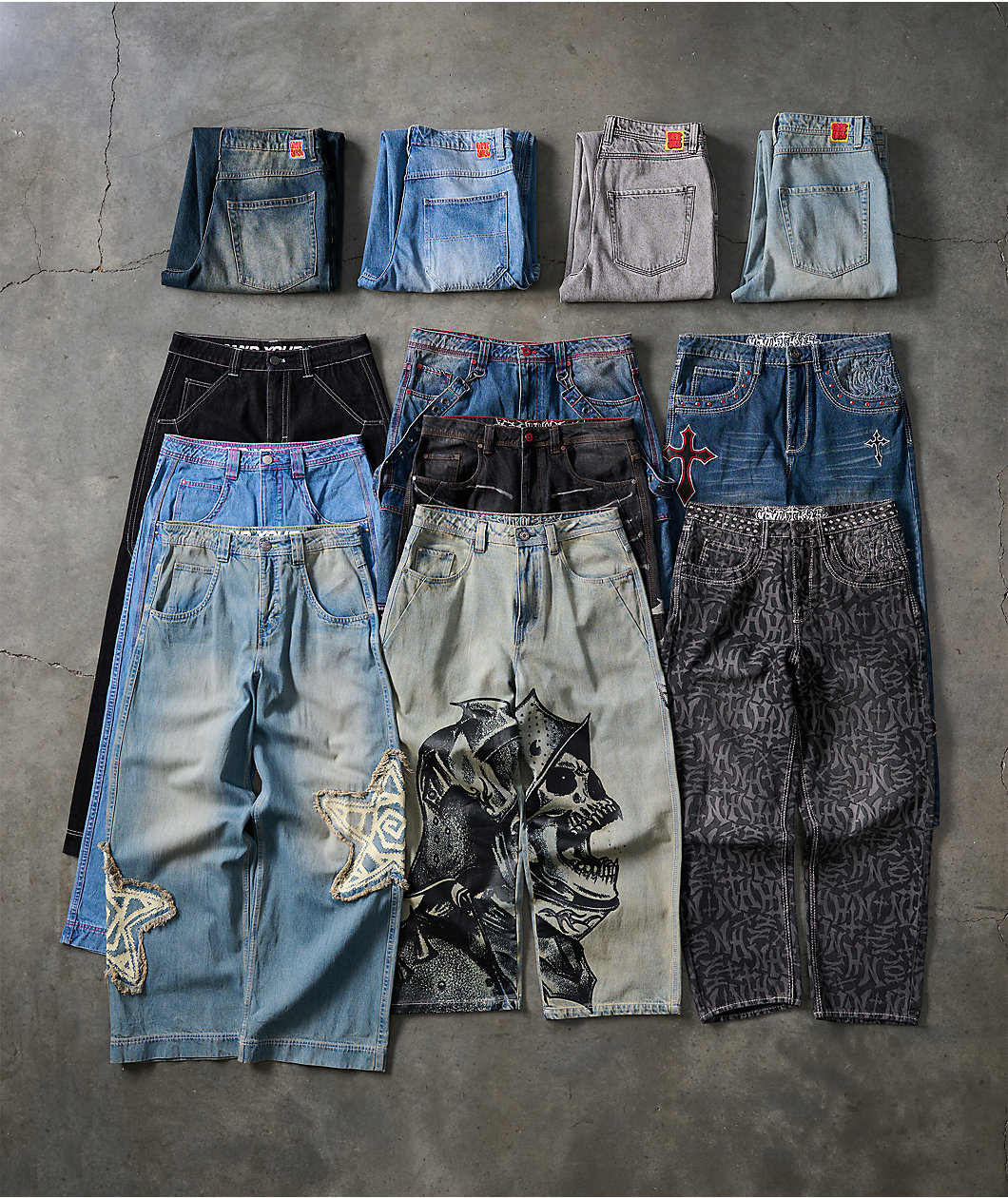 Ninth Hall Ambush Crosses Baked Medium Blue Wash Loose Fit Jeans