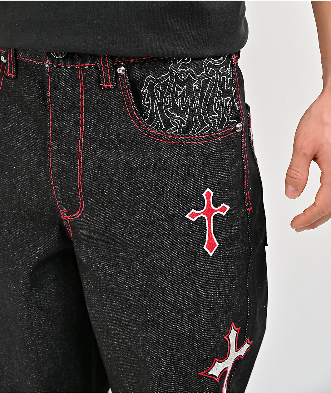 Ninth Hall Ambush Crosses Black Raw Denim Jeans