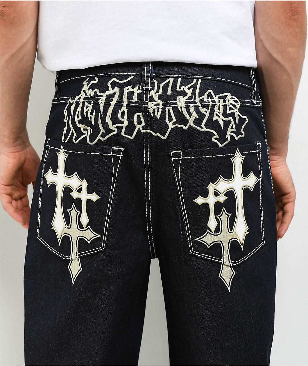 Ninth Hall Ambush Crosses Raw Indigo Loose Fit Jeans