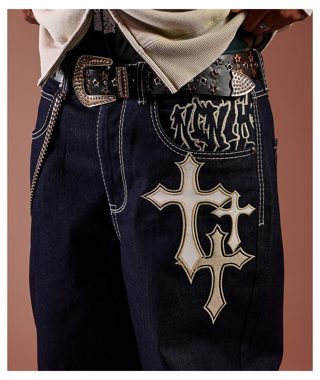 Ninth Hall Ambush Crosses Raw Indigo Loose Fit Jeans