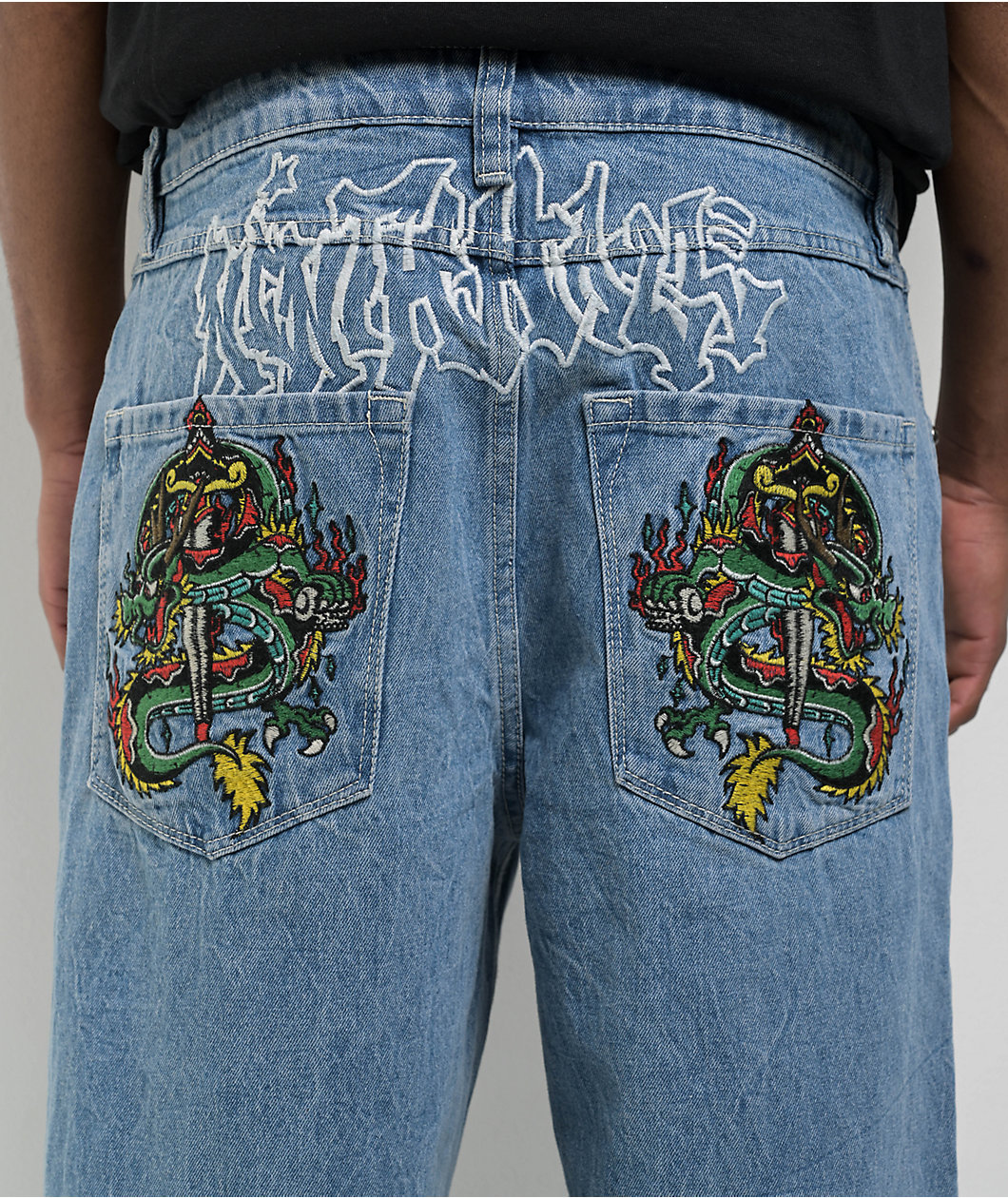 Ninth Hall Ambush Dragon Blue Wash Loose Fit Jeans