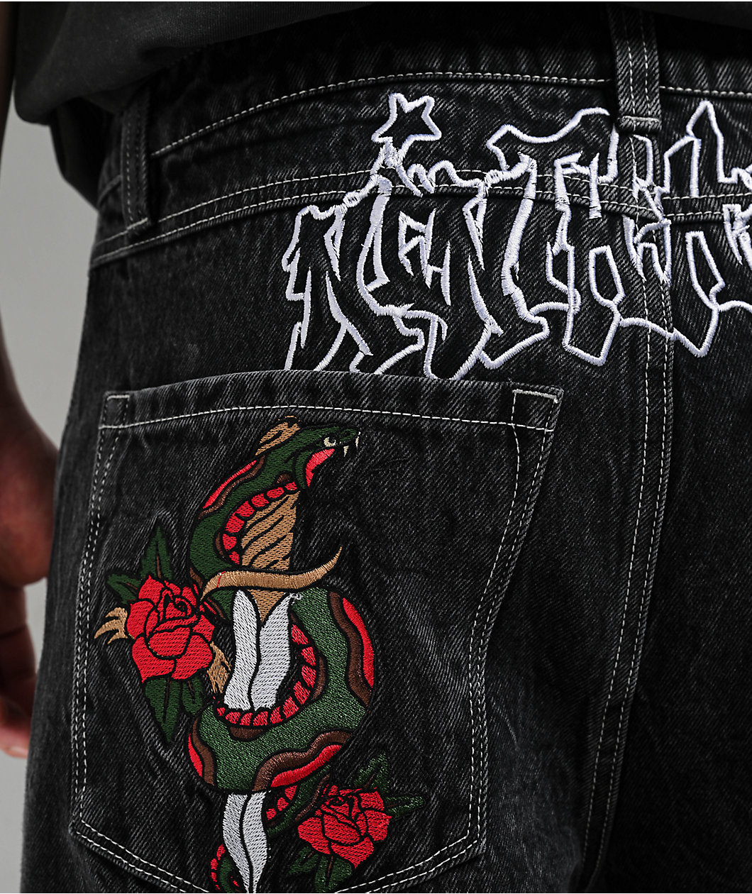 Ninth Hall Ambush Embroidered Black Denim Jeans