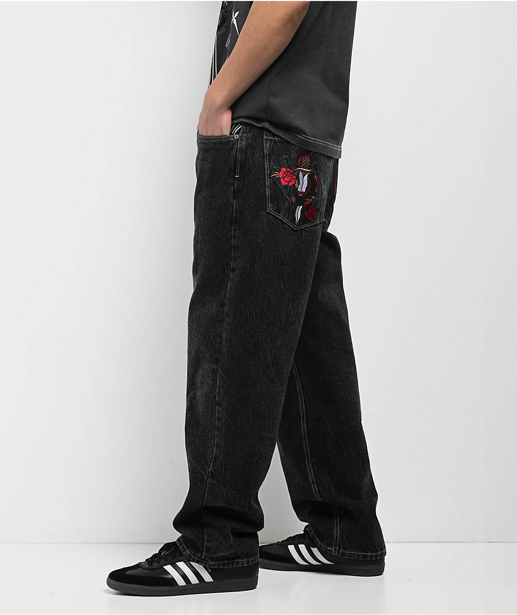 Ninth Hall Ambush Embroidered Black Wash Jeans