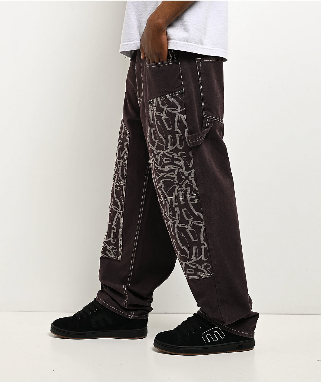 Ninth Hall Ambush Painter Brown Wash Loose Fit Carpenter Pants