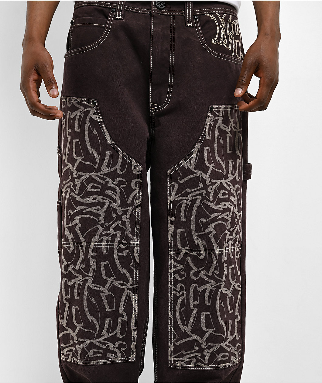 Ninth Hall Ambush Painter Brown Wash Loose Fit Carpenter Pants