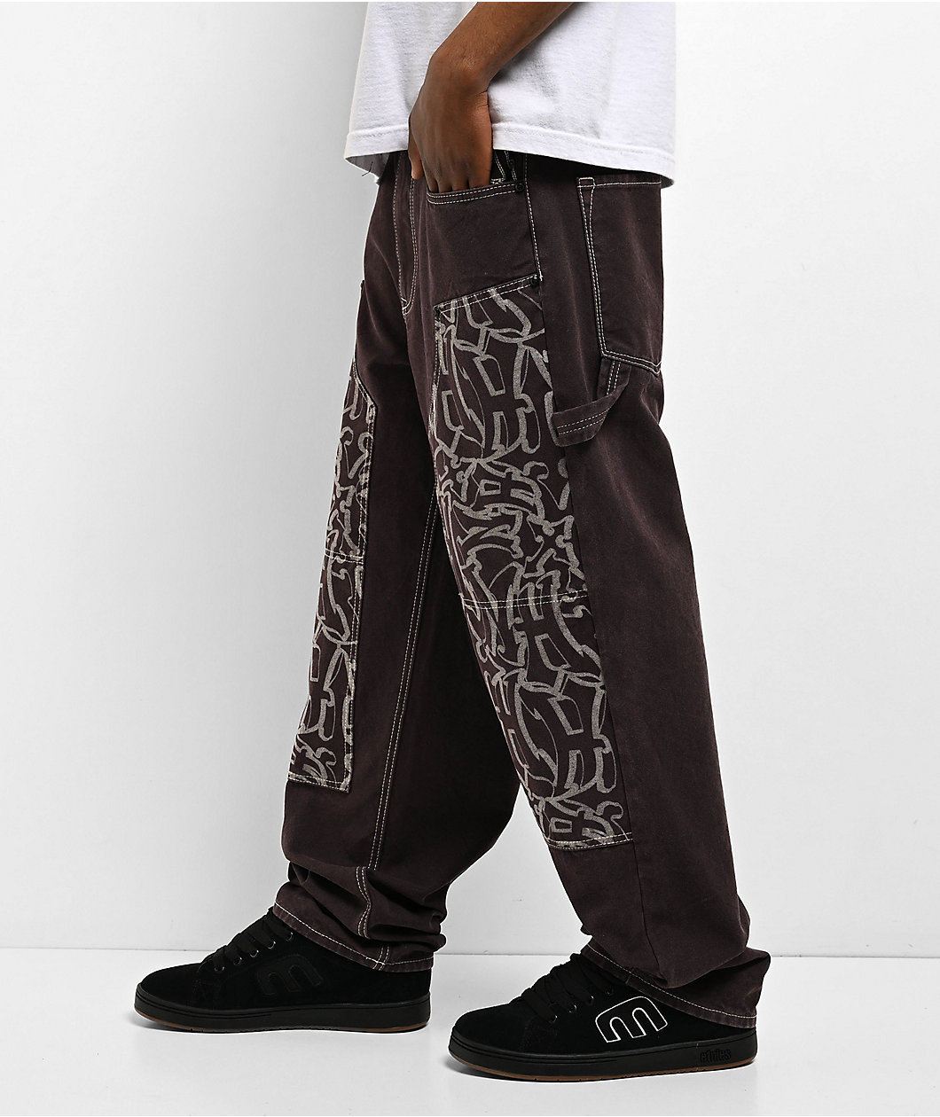 Ninth Hall Ambush Painter Brown Wash Loose Fit Carpenter Pants