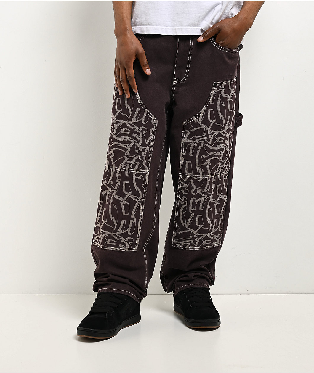 Ninth Hall Ambush Painter Brown Wash Loose Fit Carpenter Pants