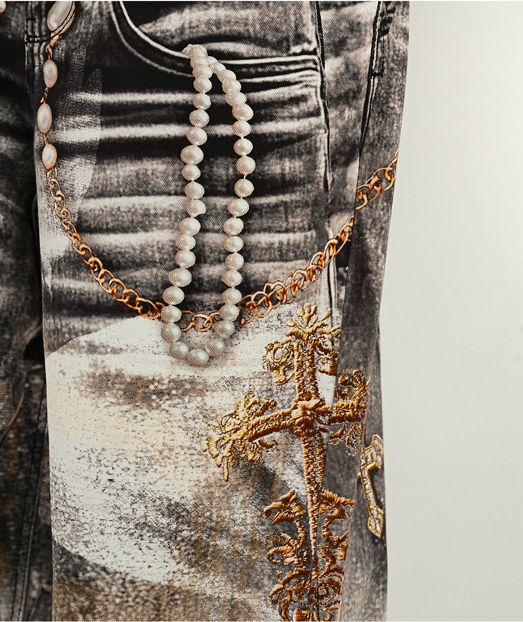Ninth Hall Ambush Pearls & Crosses Loose Fit Jeans