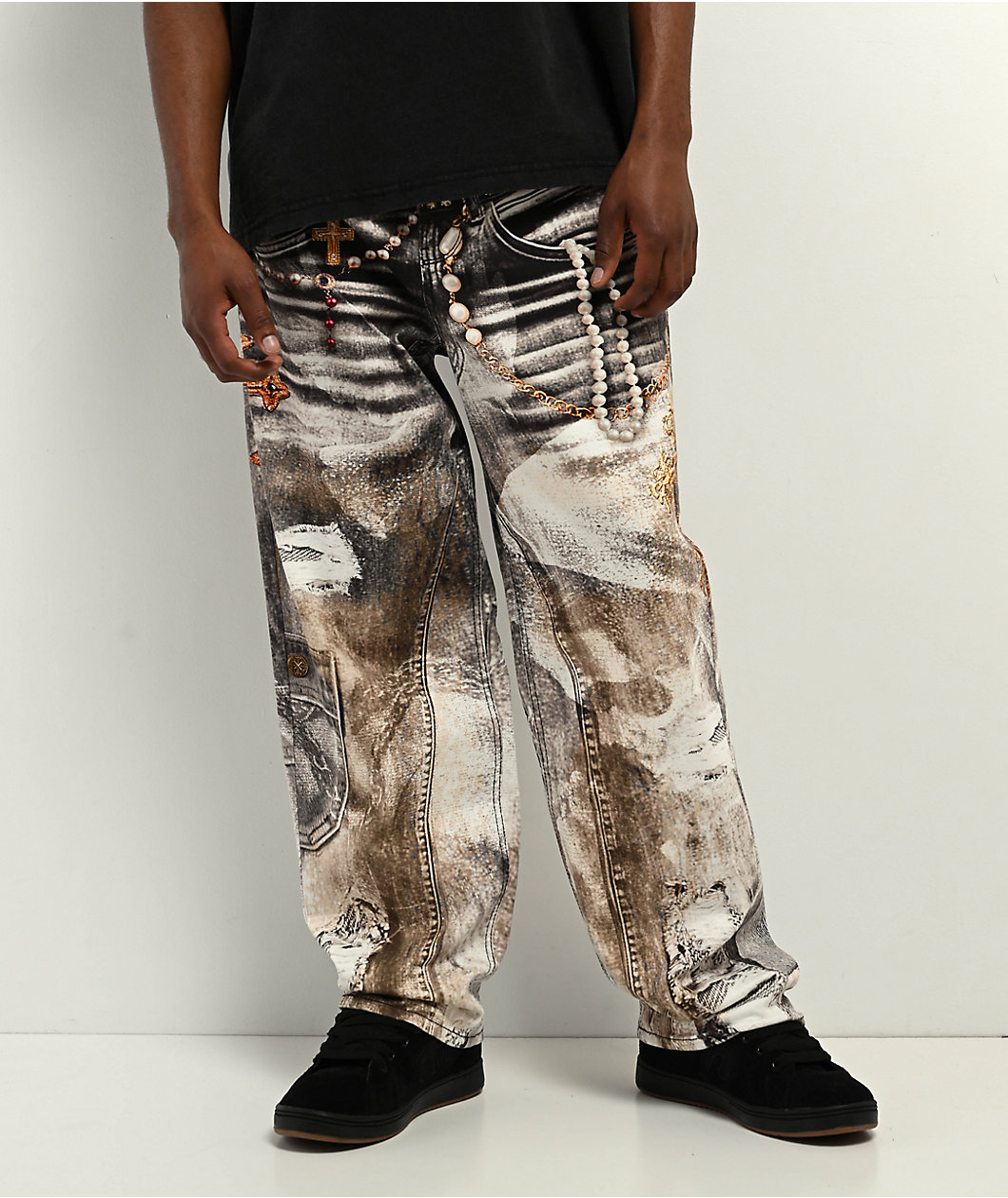 Ninth Hall Ambush Pearls & Crosses Loose Fit Jeans
