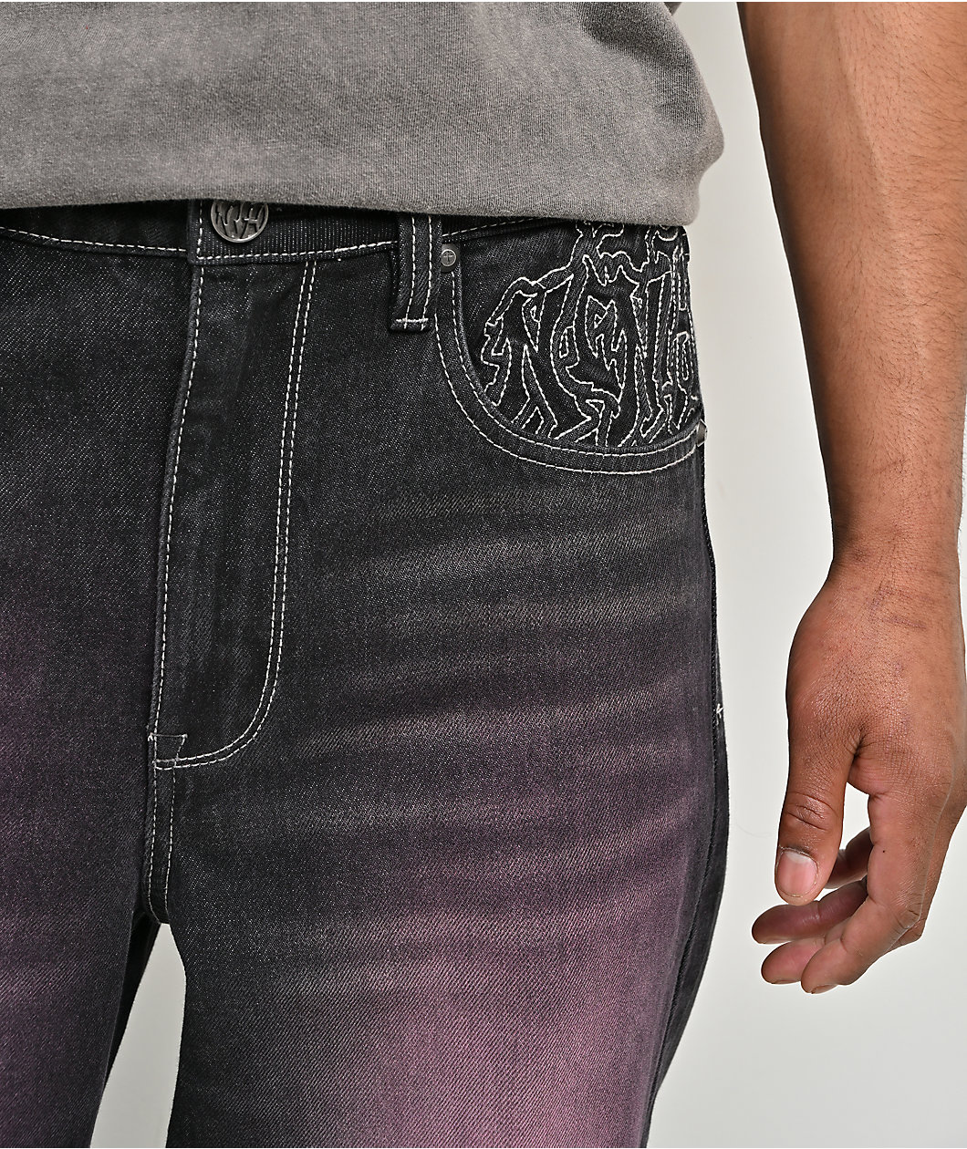 Ninth Hall Ambush Purple Wash Black Denim Loose Fit Jeans