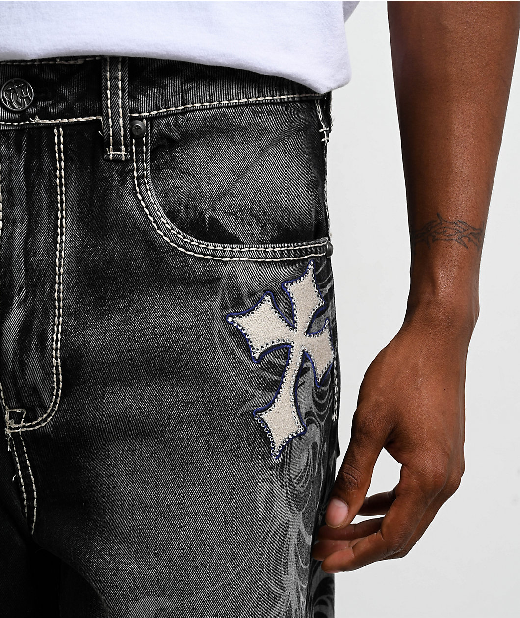 Ninth Hall Ambush Royal Cross Black Wash Loose Fit Jeans