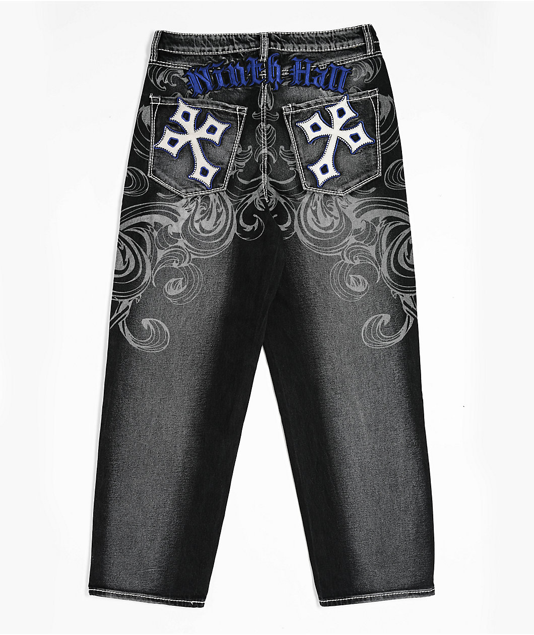 Ninth Hall Ambush Royal Cross Black Wash Loose Fit Jeans