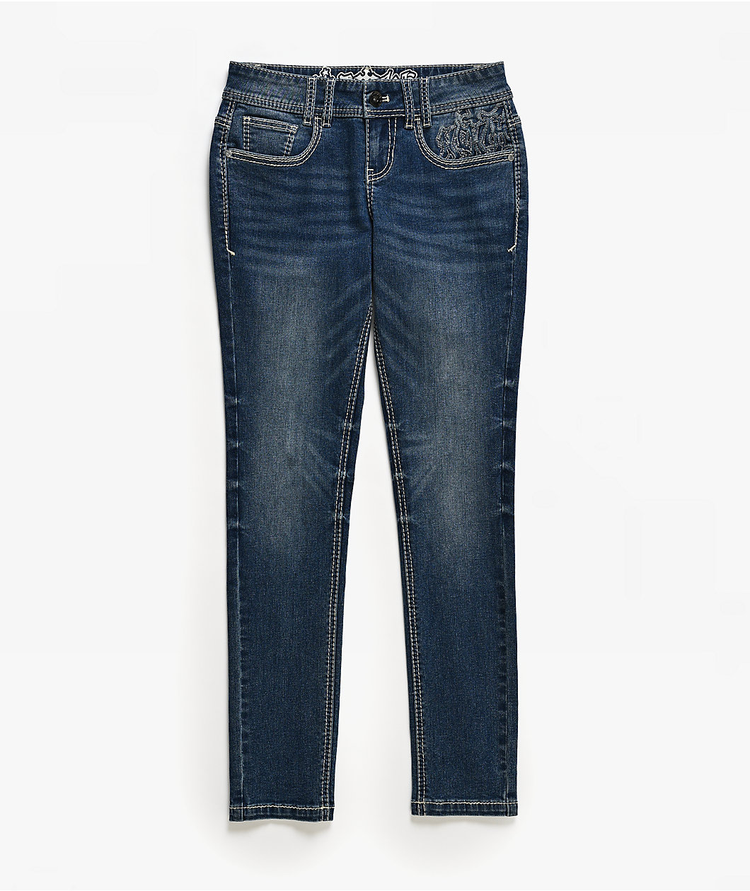 Ninth Hall Amiyah Blue Wash Low Rise Skinny Jeans