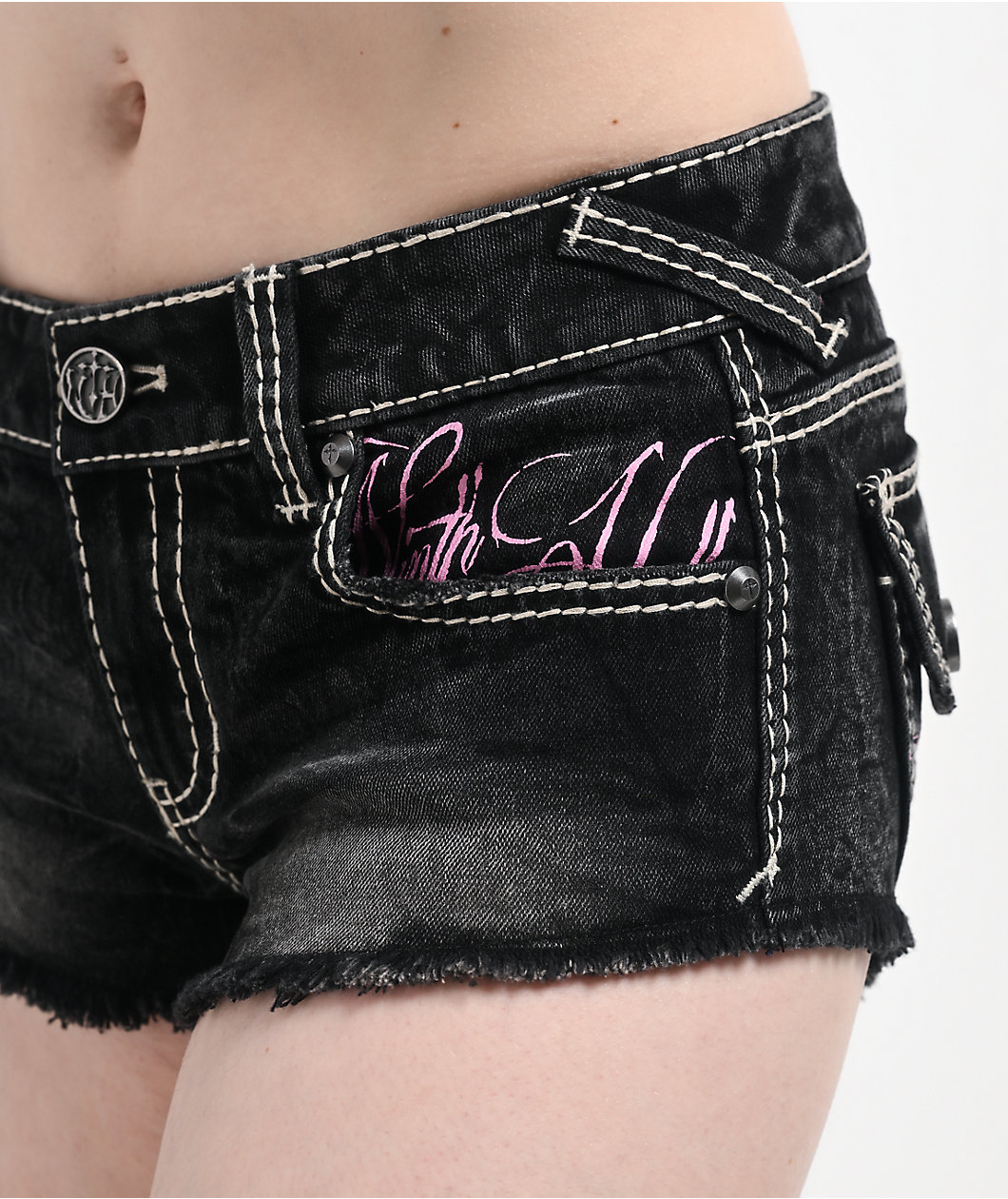 Ninth Hall Amiyah Lil Shorty Teen Spirit Black Wash Denim Shorts