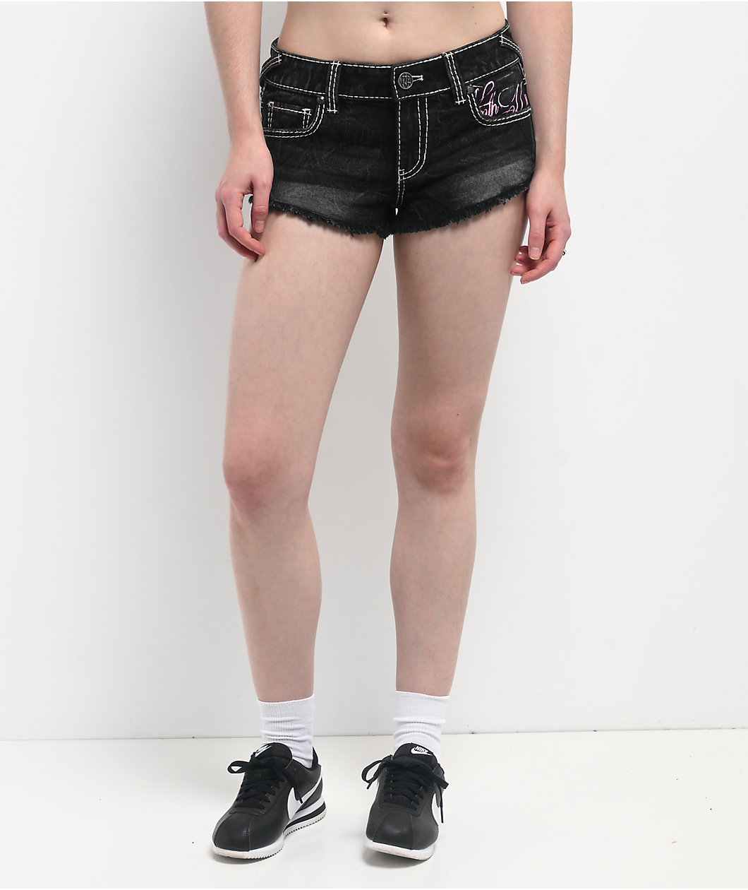 Ninth Hall Amiyah Lil Shorty Teen Spirit Black Wash Denim Shorts