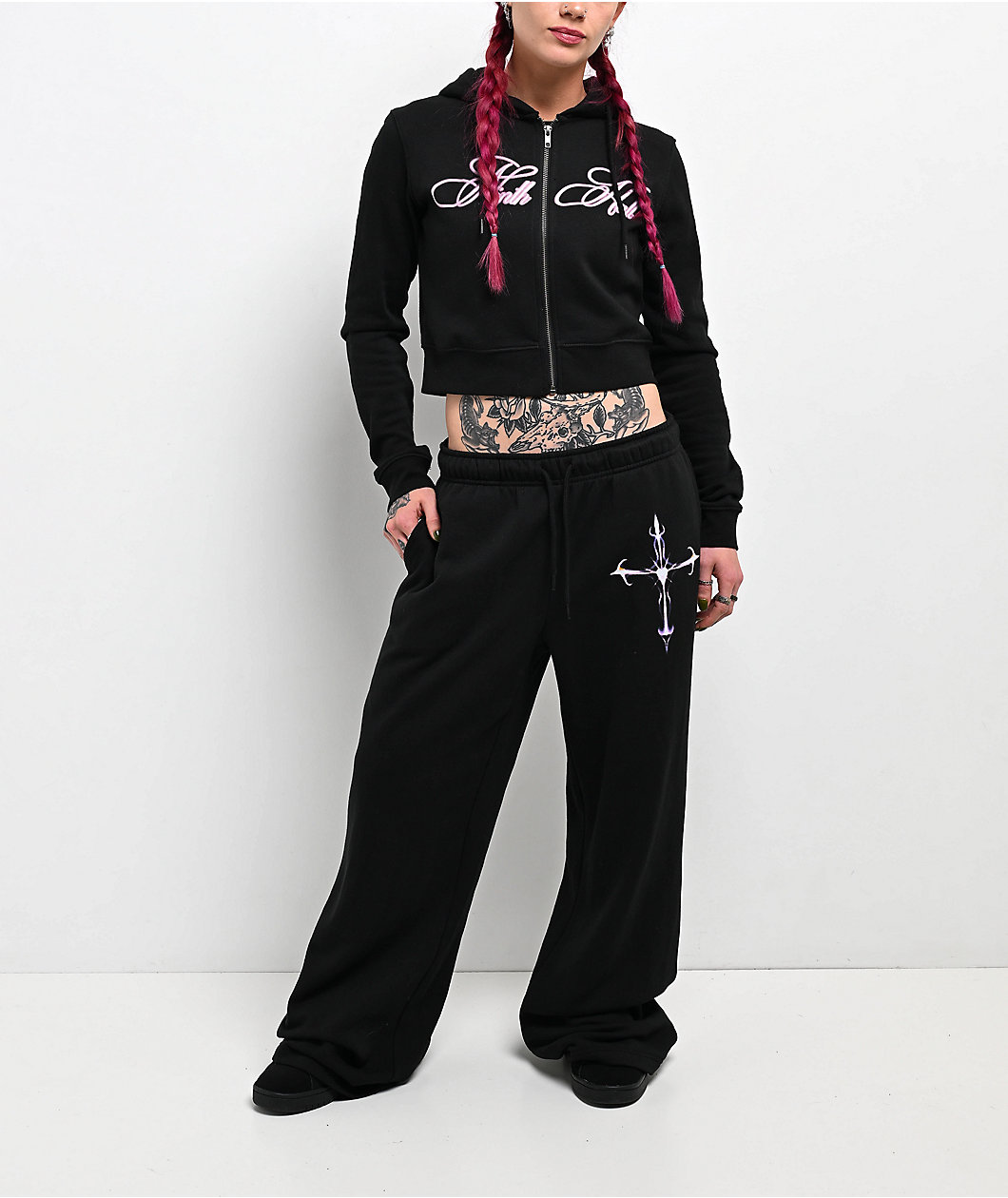 Ninth Hall Among The Stars Black Wide Leg Sweatpants
