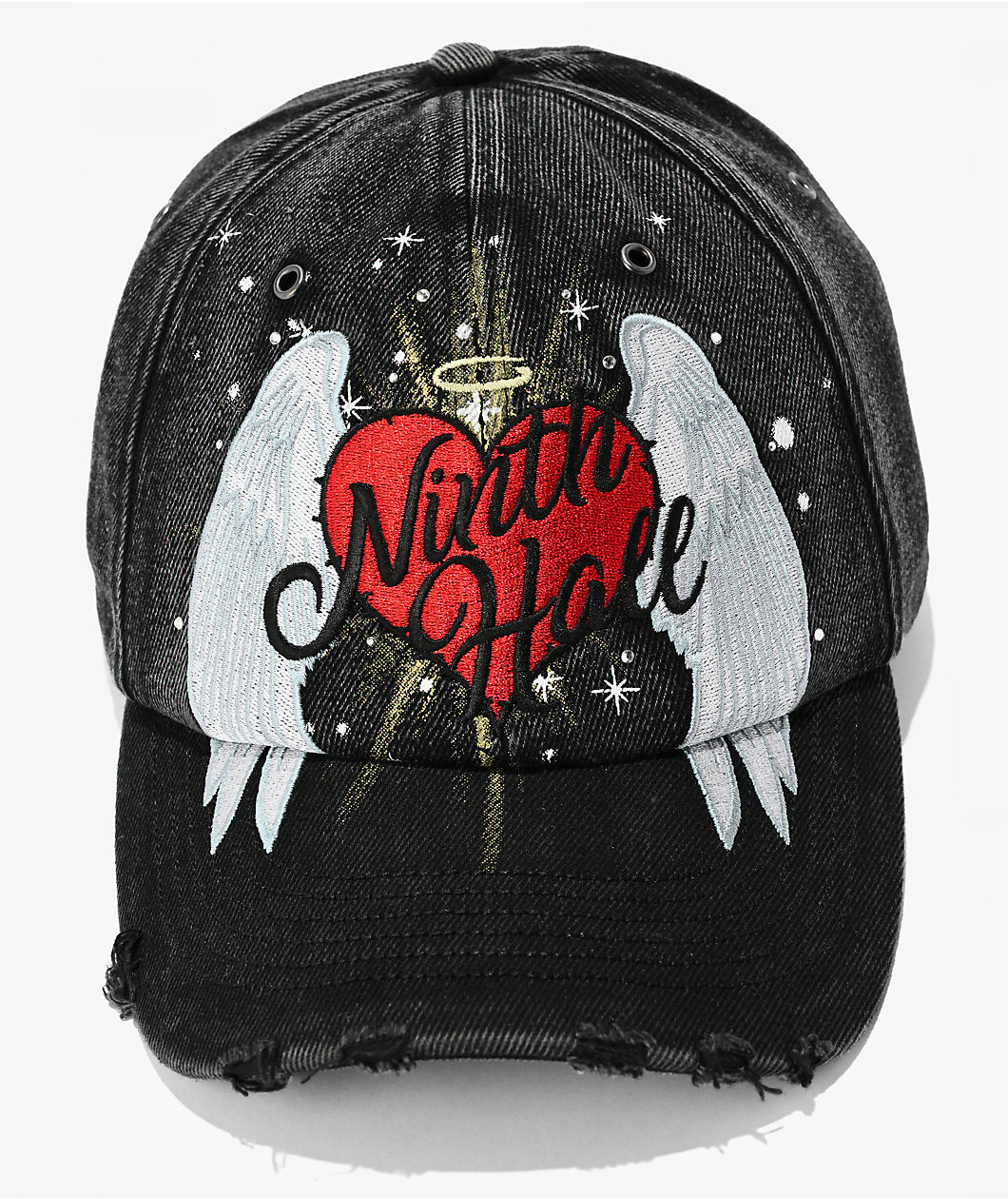 Ninth Hall Angel Rhinestone Black Snapback Hat
