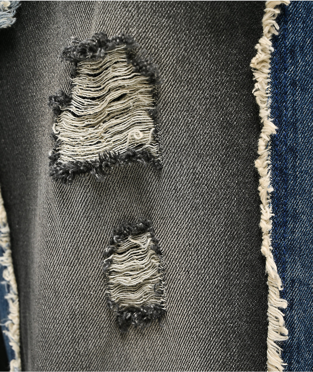 Ninth Hall Astray Double Destroy Black & Blue Loose Fit Jeans
