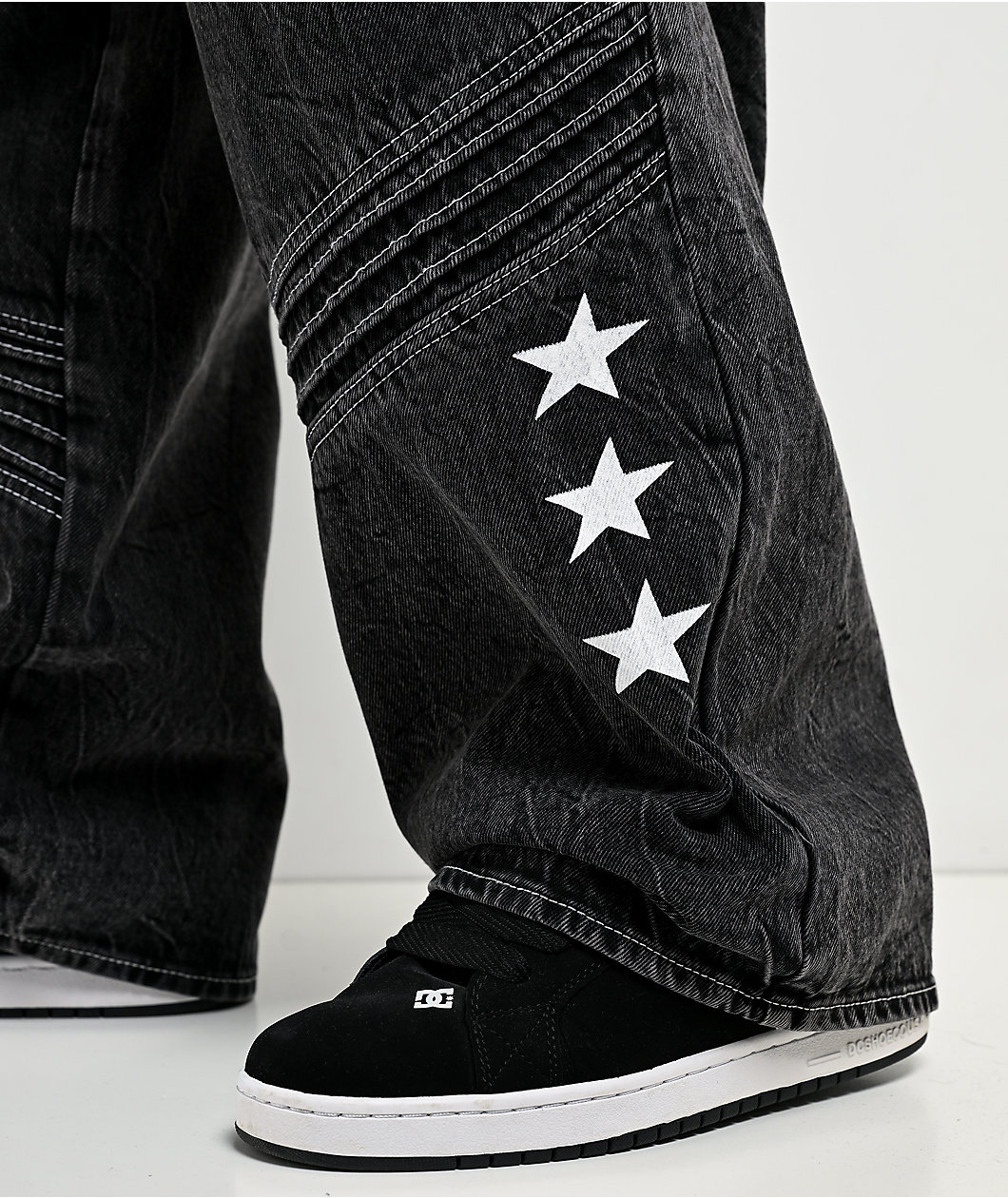 Ninth Hall Astray Piece Black Thunderhead Wash Moto Denim Jeans