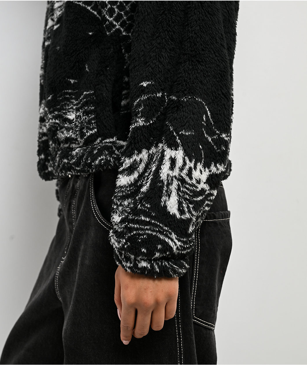 Ninth Hall Aven Dragon Black Sherpa Zip Hoodie