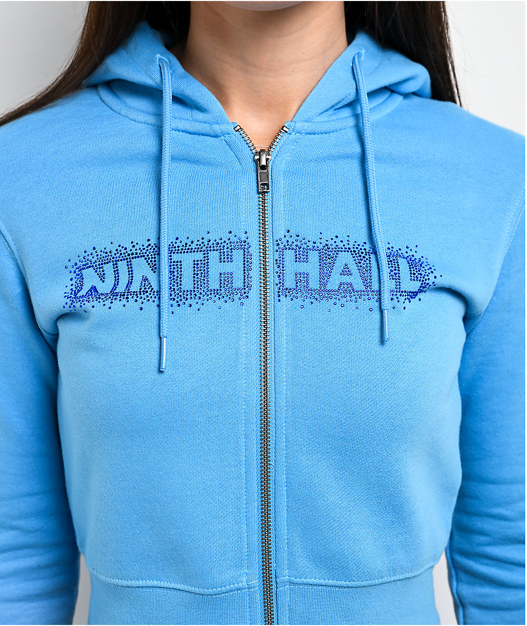 Ninth Hall Baddie Talks Blue Crop Zip Hoodie