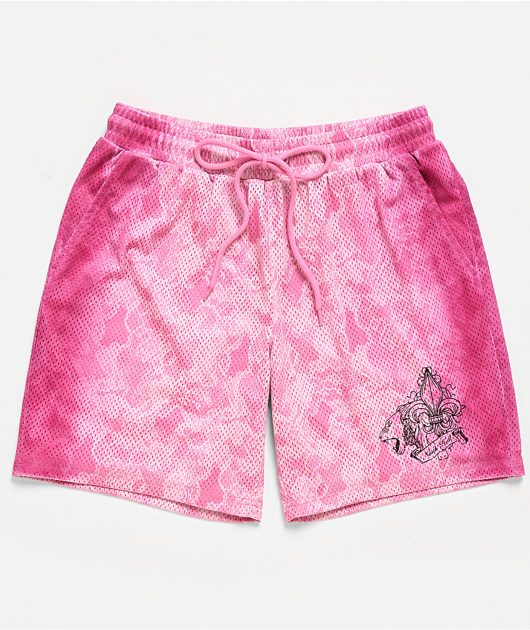 Ninth Hall Billie Lace Print Pink Mesh Shorts