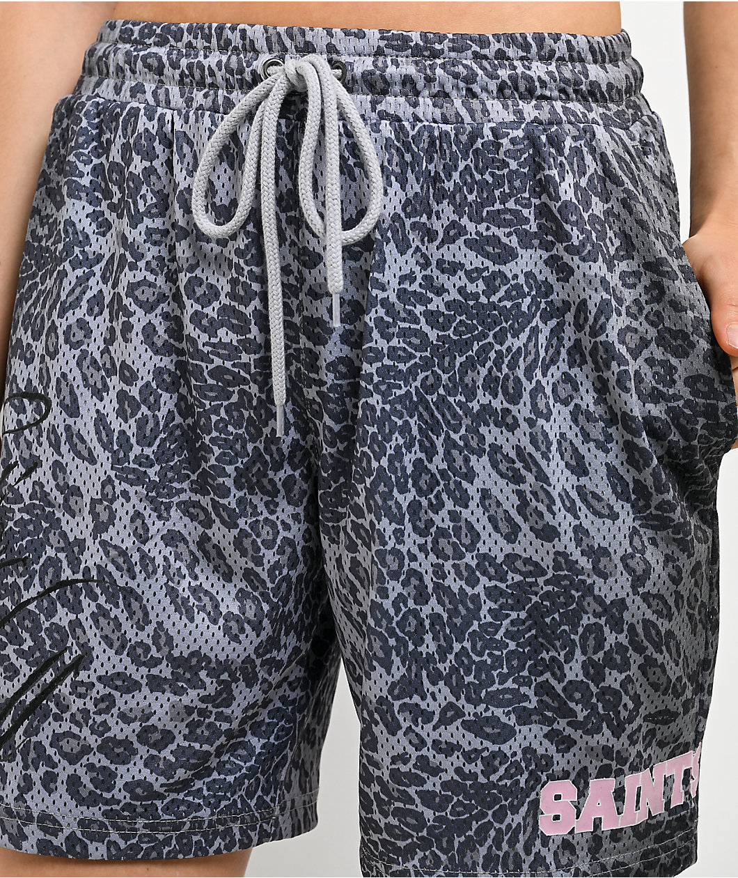 Ninth Hall Billie Leopard Grey Mesh Shorts