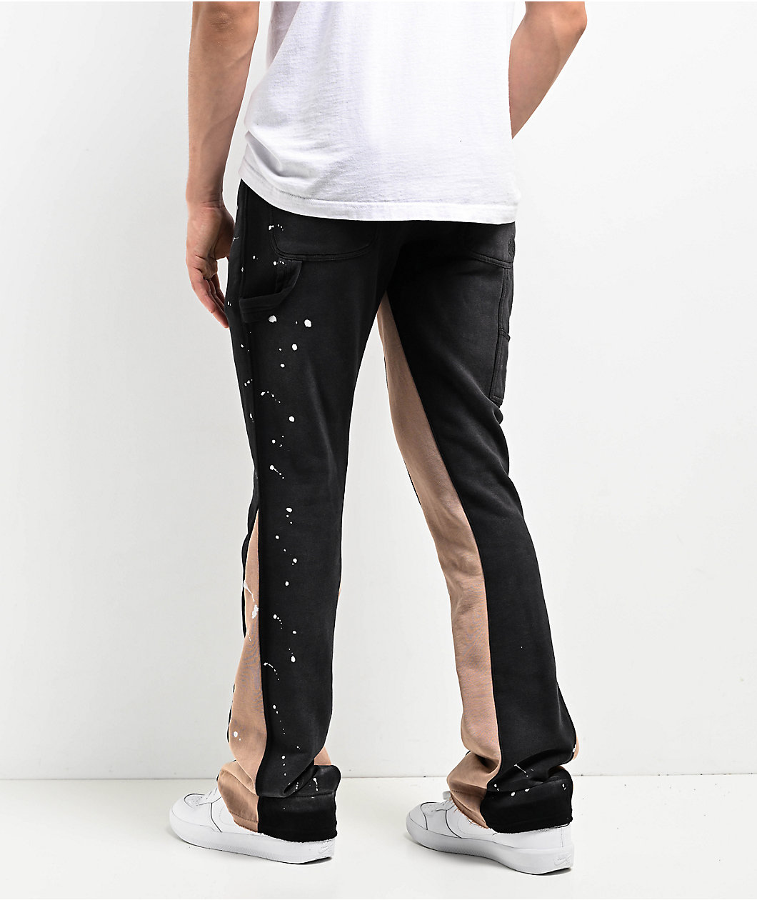 Ninth Hall Black & Tan Wash Stacked Flare Sweatpants