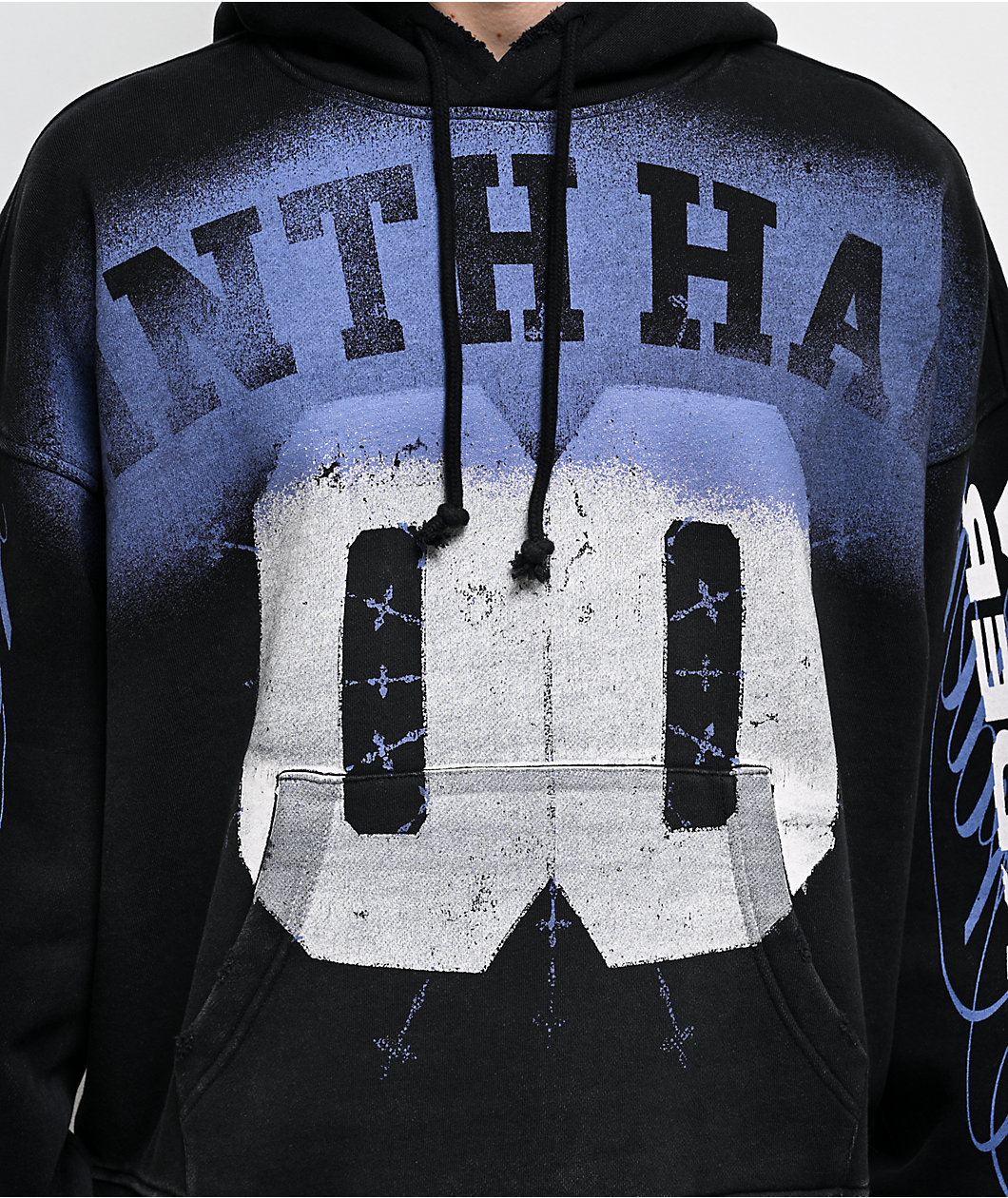 Ninth Hall Bloodshot Black Wash Crop Hoodie