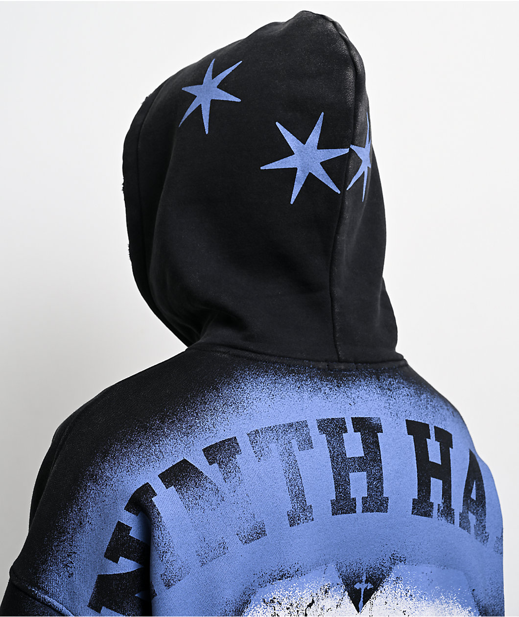 Ninth Hall Bloodshot Black Wash Crop Hoodie