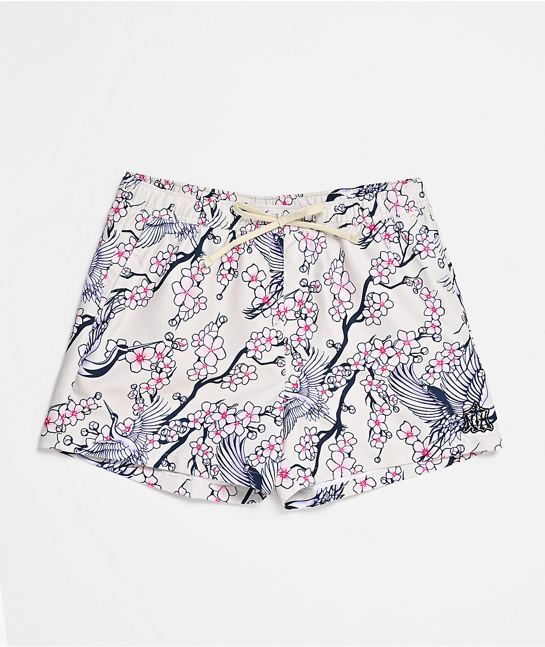 Ninth Hall Blossom Crane White Board Shorts