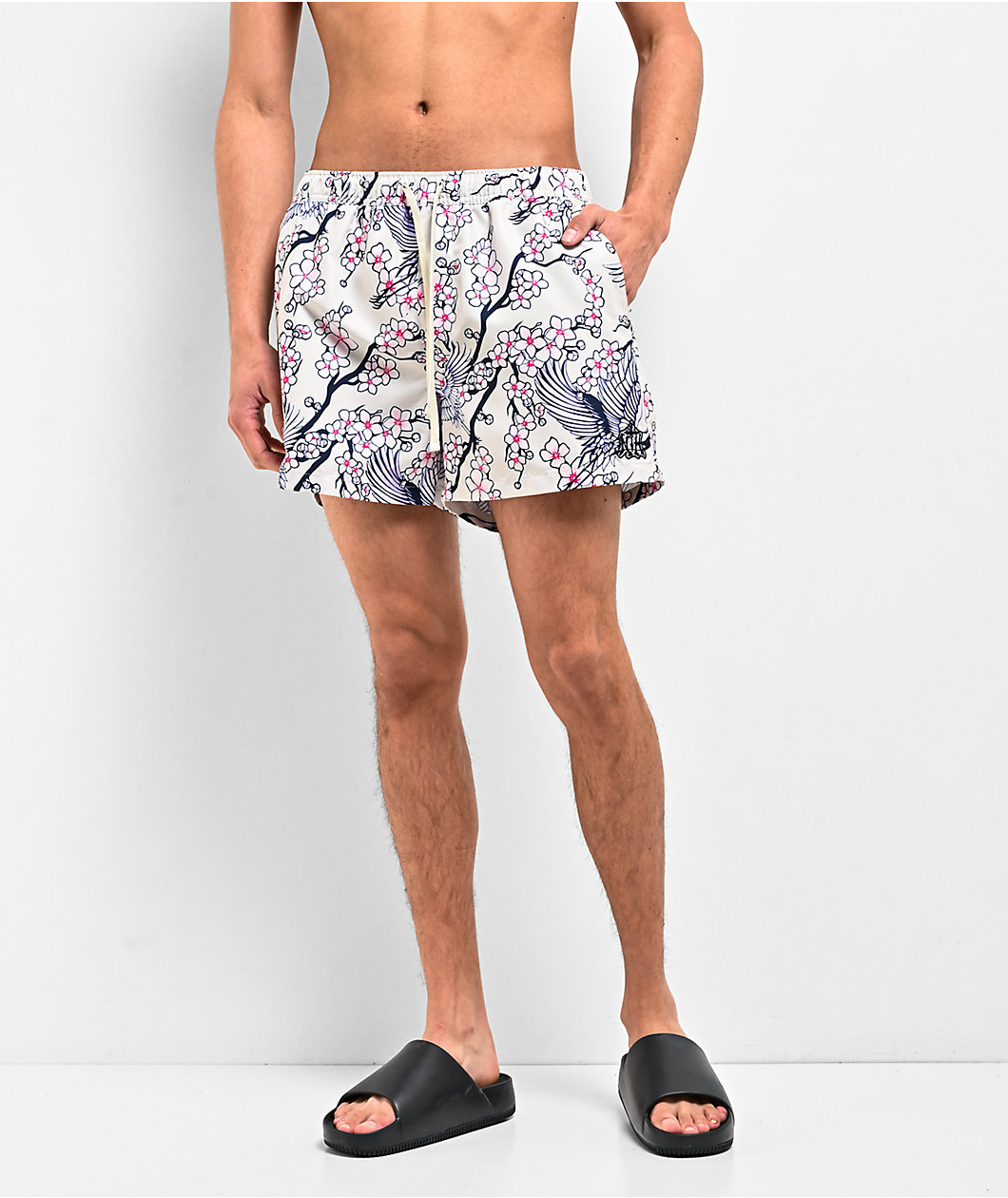 Ninth Hall Blossom Crane White Board Shorts