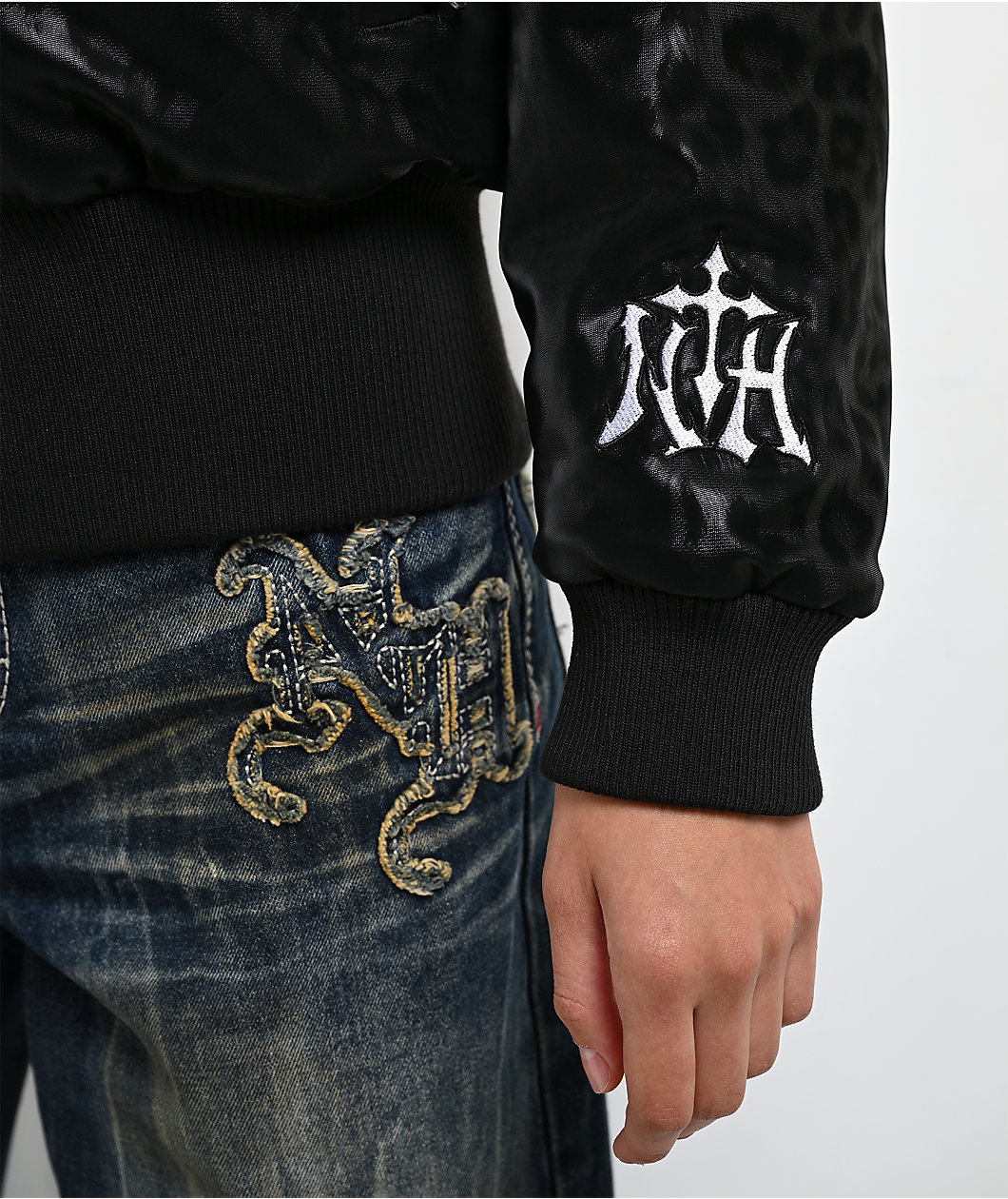 Ninth Hall Bomber Black Leopard & Red Faux Fur Reversible Jacket