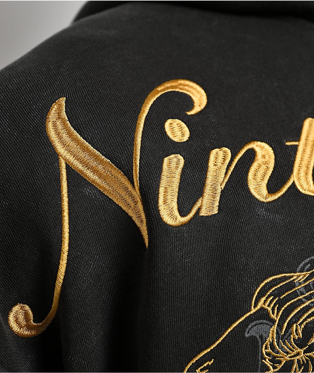 Ninth Hall Brothers Black Wash Crop Zip Hoodie