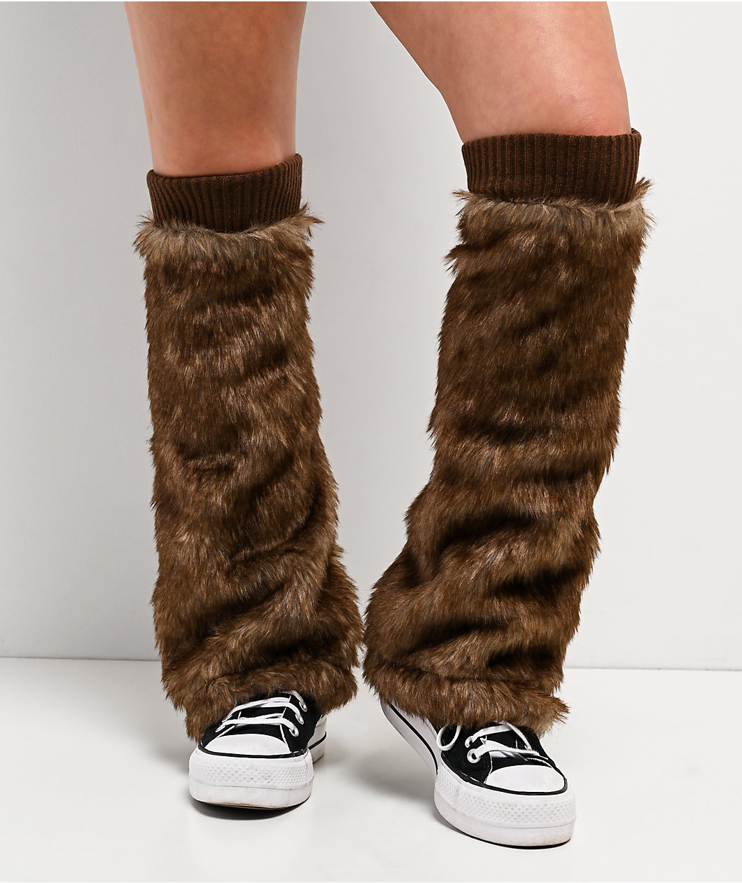 Ninth Hall Brown Faux Fur Leg Warmers
