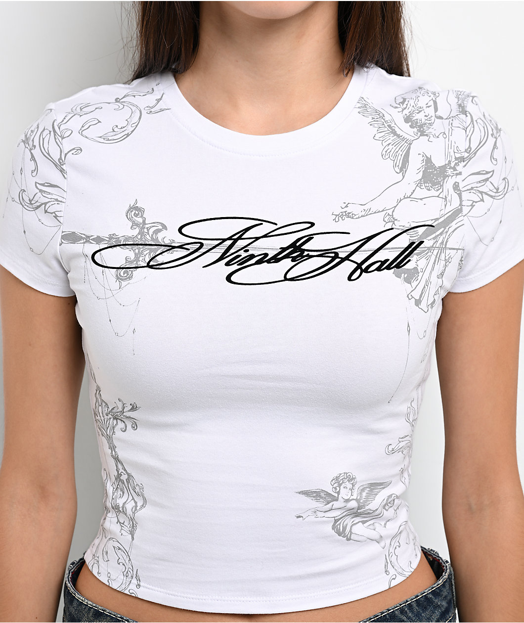 Ninth Hall Carina Angel White Crop T-Shirt