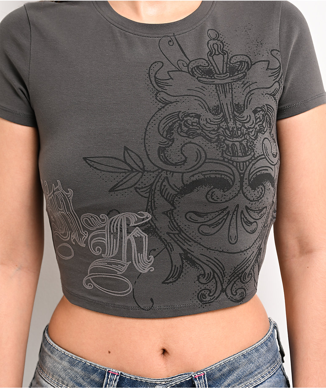 Ninth Hall Carina Grey Crop T-Shirt