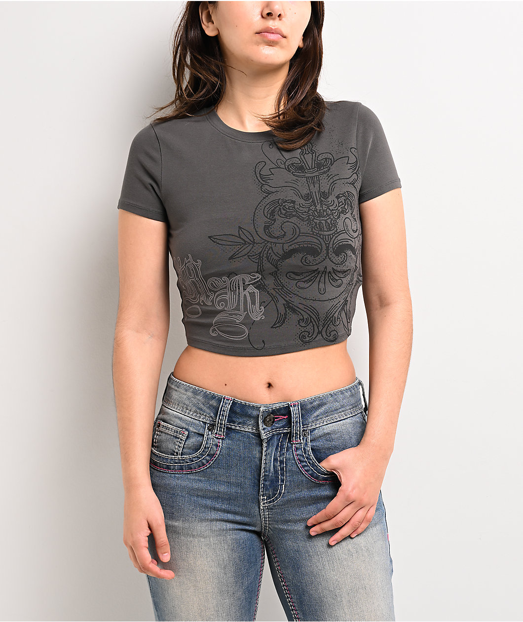 Ninth Hall Carina Grey Crop T-Shirt