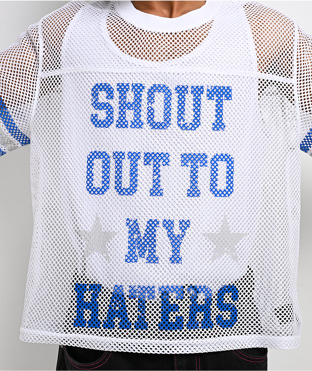 Ninth Hall Chat White & Blue Mesh Jersey