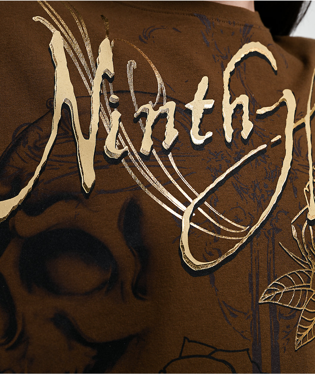 Ninth Hall Ciara Foil Print Brown Oversized Boxy T-Shirt
